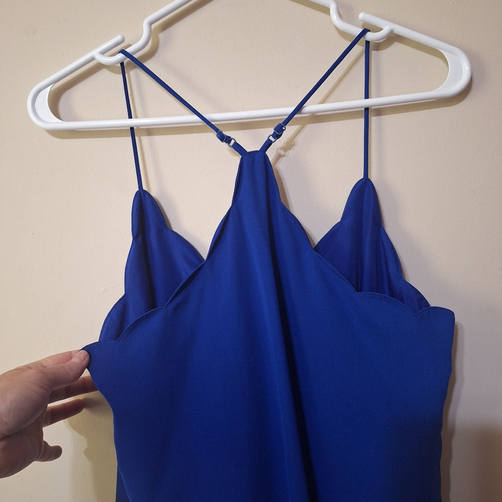 J.Crew Scalloped Racerback Cami Tank Top Royal Blue Size 4 S - Picture 9 of 10